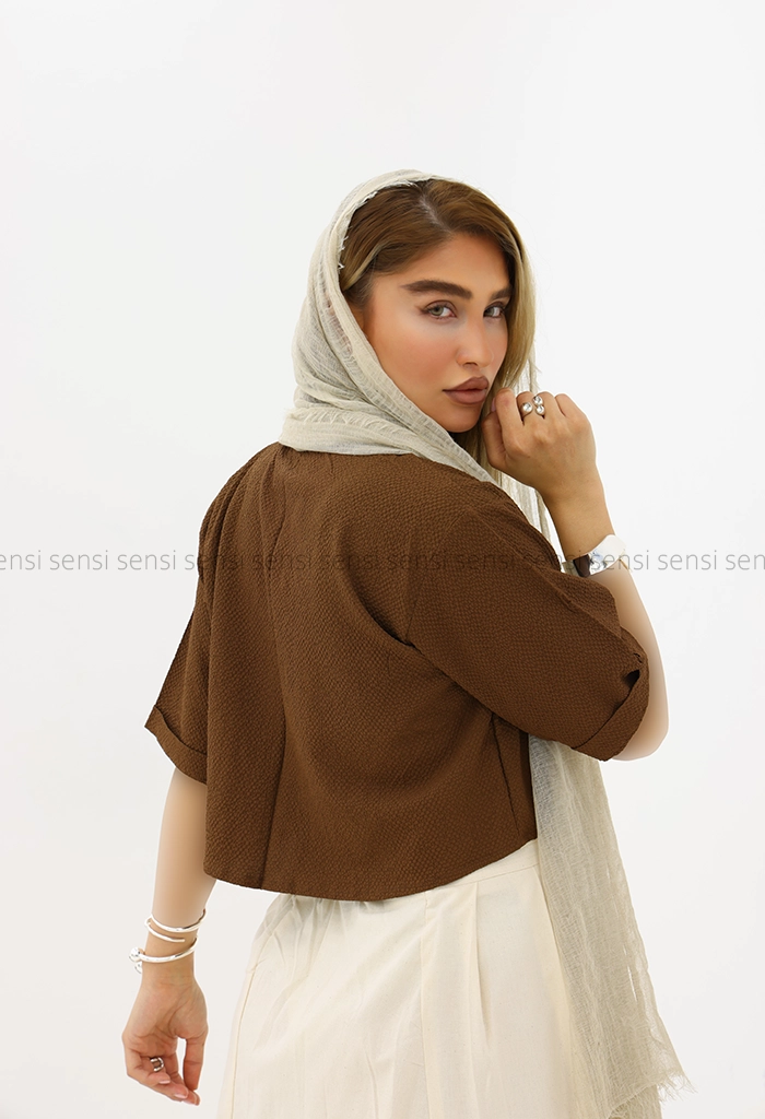 شومیز کراپ جلوگره ای پفکی کد1005947